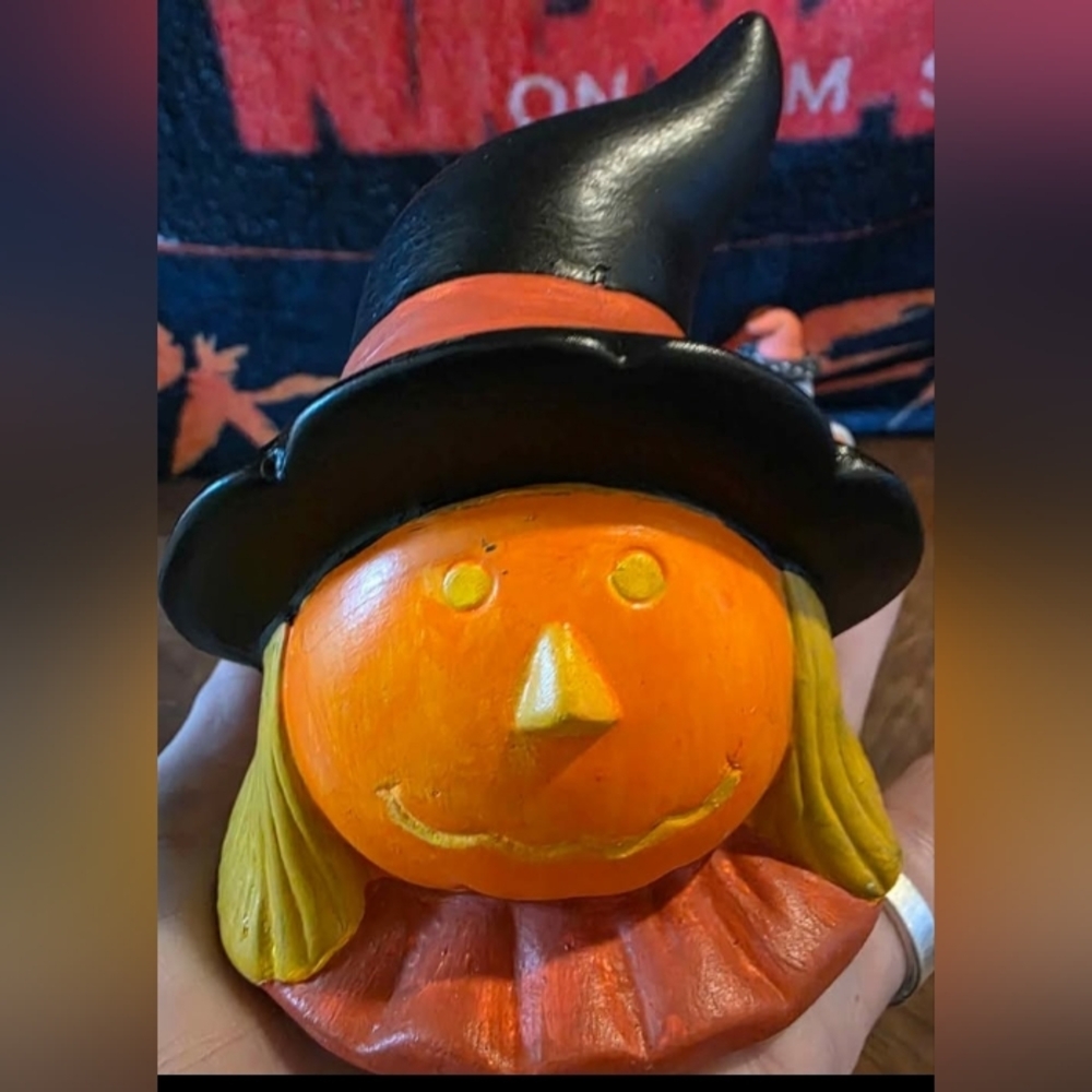 Vintage Halloween Hand Painted Ceramic Scarecrow Head